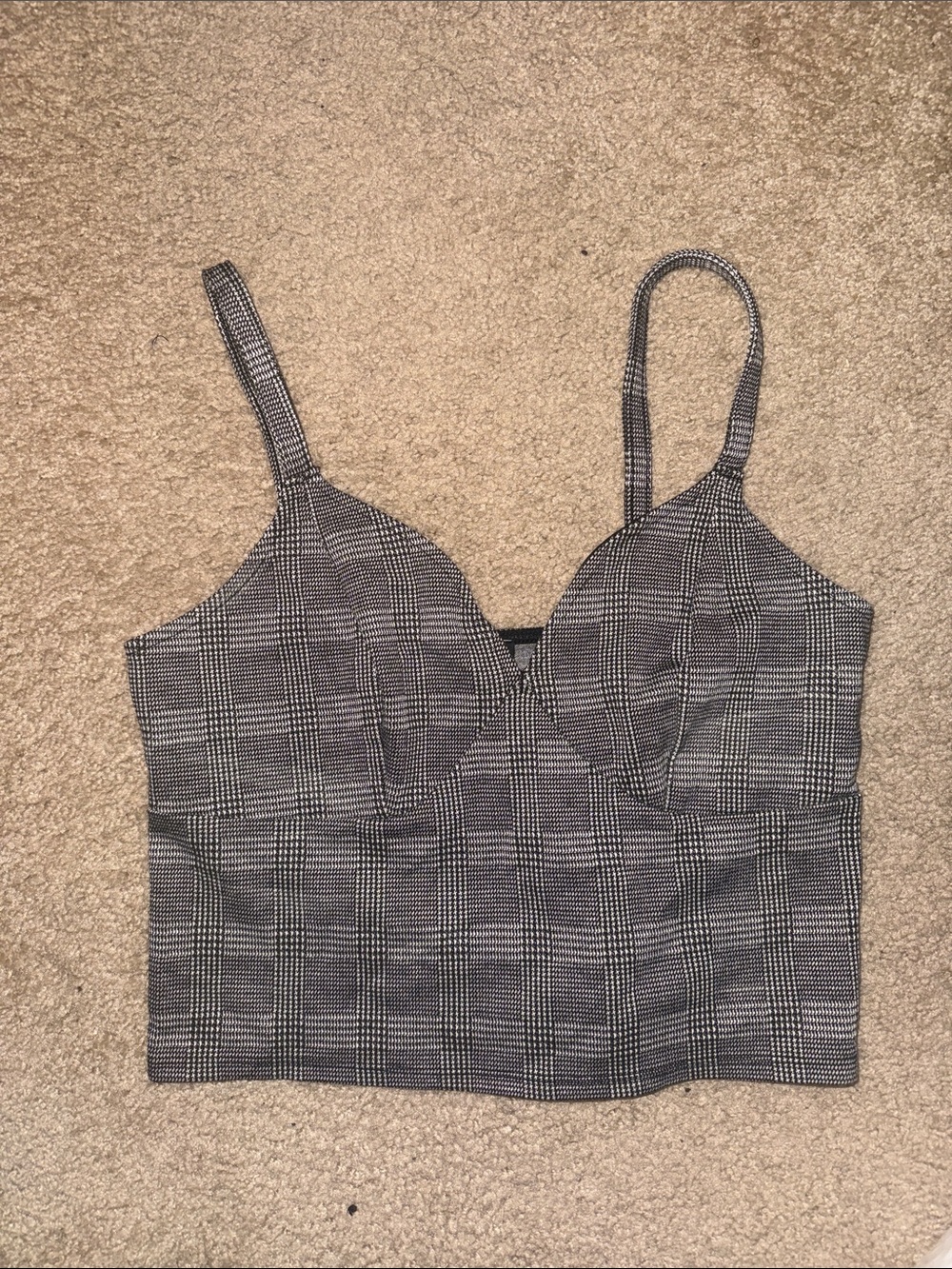 Express Black & White Plaid Crop Top Size Small